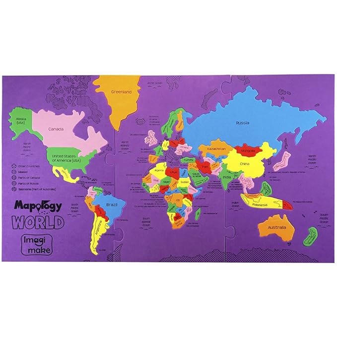 Mapology World- World Map and Its Countries- Learning Aid & Educational Toy- Jigsaw Puzzle- for Kids Age 4 and Above (Mapology World)