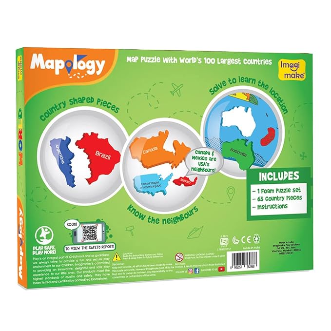 Mapology World- World Map and Its Countries- Learning Aid & Educational Toy- Jigsaw Puzzle- for Kids Age 4 and Above (Mapology World)