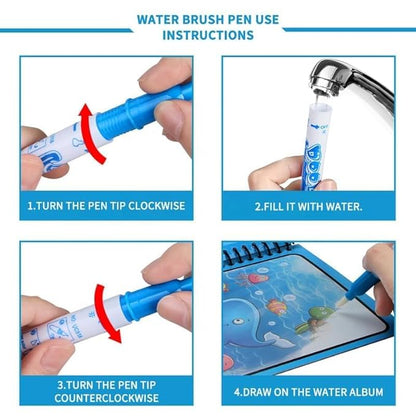 Toy Imagine™ Magic Water Doodle Book for Kids | Reusable Water Colouring Drawing Pad with Pen | Educational Activity Toy for Boys & Girls Ages 2-8 | Return Gift, Travel Game, Learning Toy (1 Pack)