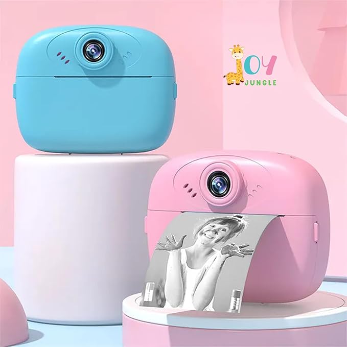 JOYJUNGLE Instant Print Camera for Kids, Dual Selfie Digital Camera with 1080P HD Videos Recoding, 48 MP Instant Photo Printer for Boys and Girls (Color) (Blue)