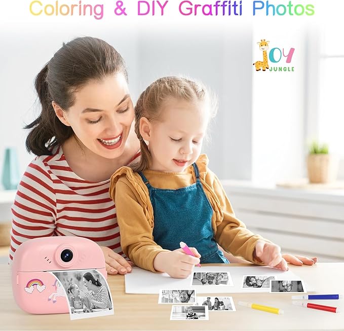 JOYJUNGLE Instant Print Camera for Kids, Dual Selfie Digital Camera with 1080P HD Videos Recoding, 48 MP Instant Photo Printer for Boys and Girls (Color) (Blue)