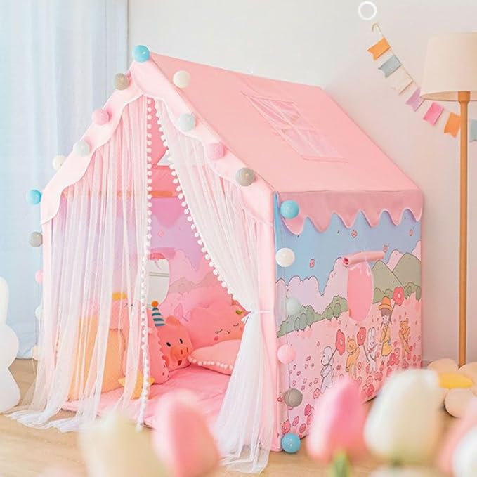Colorfull and Extremely Light Weight Indoor and Outdoor Kids Play Tent House for 10 Year Old Girls and Boys Childrens, Multi, Tent House Theme (P CITY)