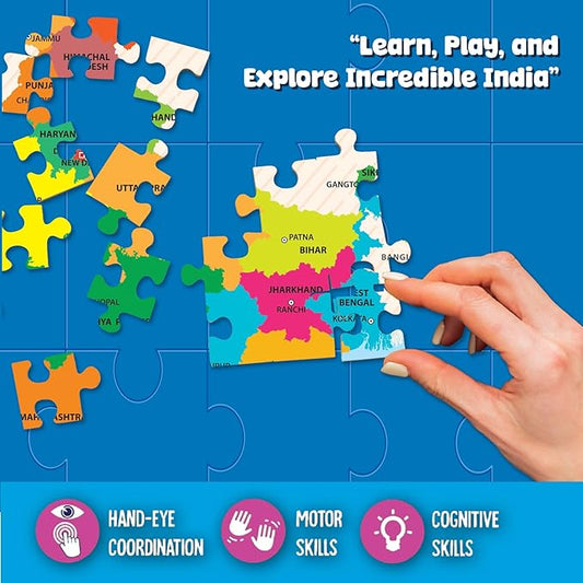Play & Learn Funskool India Map, Jigsaw Puzzle Game for Kids, 104 Pieces, Educational, Learning & Development, Fun Activity Toy for Childrens, Gift Set for Kid, Age 6+ Years