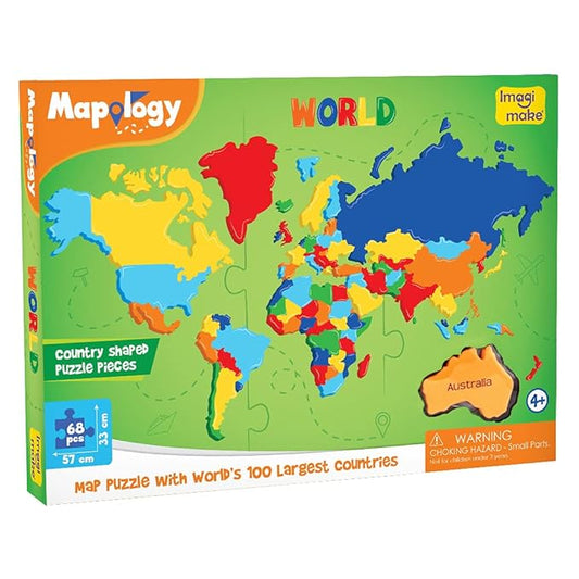 Mapology World- World Map and Its Countries- Learning Aid & Educational Toy- Jigsaw Puzzle- for Kids Age 4 and Above (Mapology World)