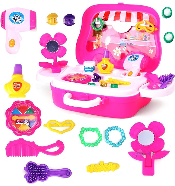 FunBlast Pretend Play Cosmetic & Makeup Toy for Kids Girls Beauty Salon Toys for Kids - (Pack of 16 Pcs) - Made in India