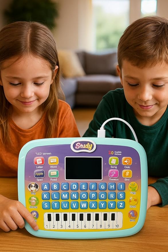 WINKY WONDER Learning Educational Computer Kids Piano Laptop with Led Screen & Music | Fun Activities Toy Computer Tablet for Kids Toddlers 1 2 3 4 5 6 + Year Old Boy and Girls, Multicolor